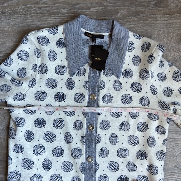 NEW Maje Cardigan With Monogram Knit Large - Picture 4 of 9